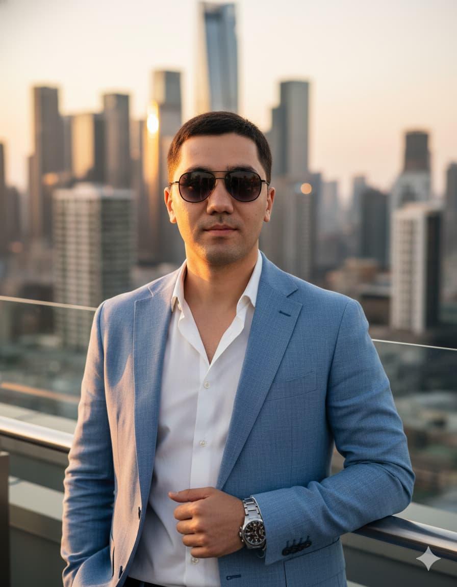 Рофтоп-портрет на закате по фото нейросеть